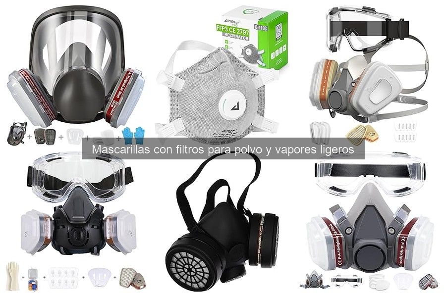 Tipos de mascarillas con filtros para polvo y vapores ligeros