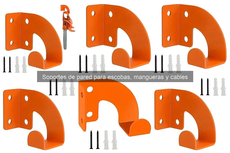 Tipos de soportes de pared para escobas, mangueras y cables